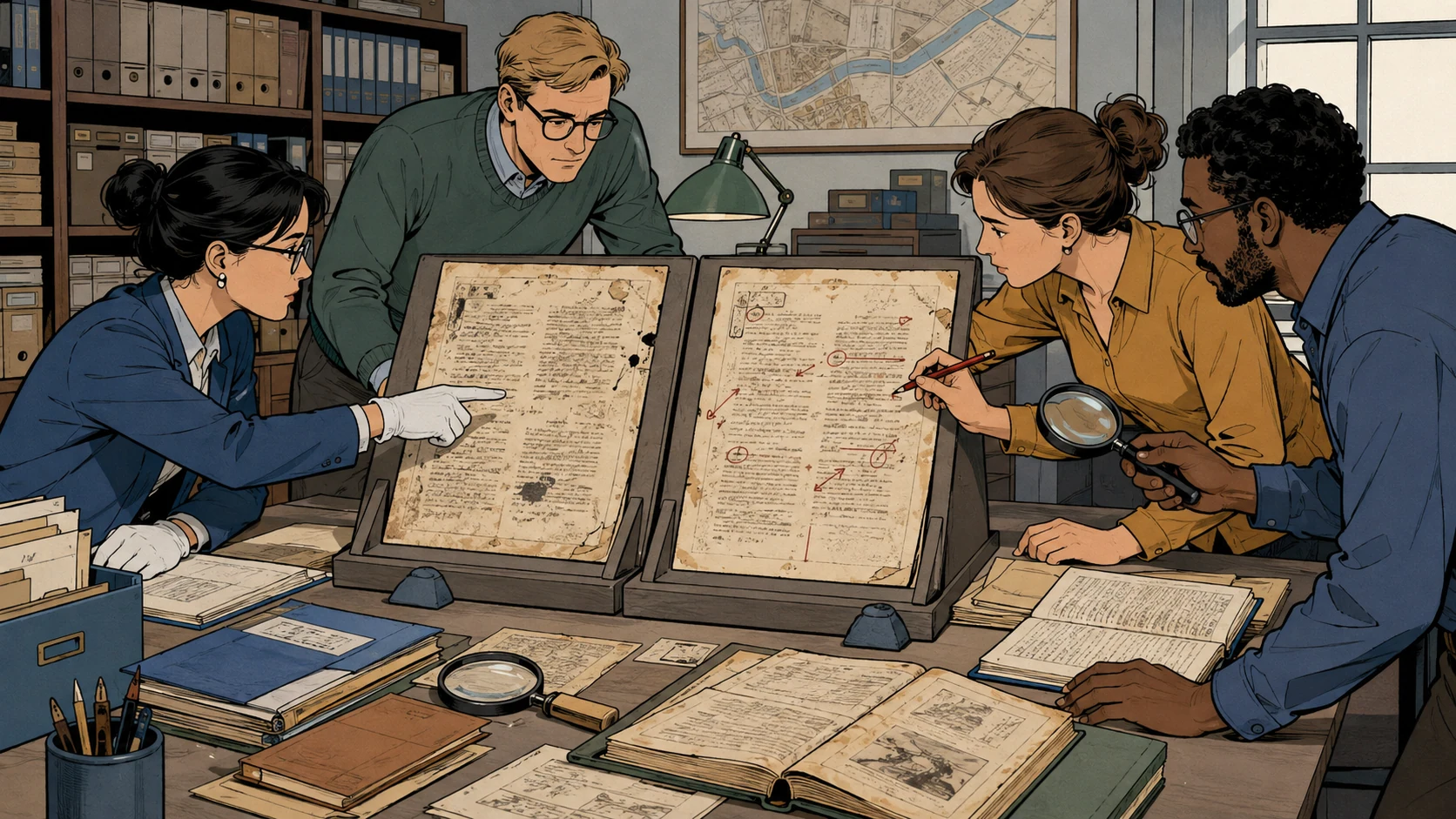 Несколько исследователей сверяют документы. Источник и исправление должны быть прослеживаемыми.